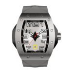 montre tonneau en acier avec bracelet de montre gris pour homme