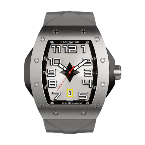 montre tonneau en acier avec bracelet de montre gris pour homme