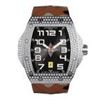 montre tooneau pour homme en diamants avec bracelet caoutchouc camouflage sable